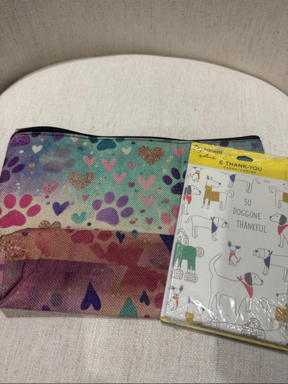 Colorful Heart & Paw Print Zipper Pouch